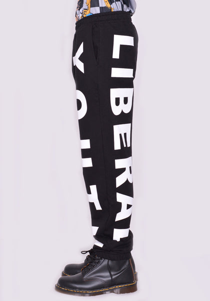 LIBERAL YOUTH MINISTRY LYM04P021 LARGE LOGO PRINT SWEATPANTS BLACK FW23 | DOSHABURI Online Shop