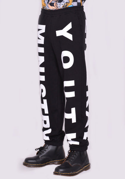 LIBERAL YOUTH MINISTRY LYM04P021 LARGE LOGO PRINT SWEATPANTS BLACK FW23 | DOSHABURI Online Shop