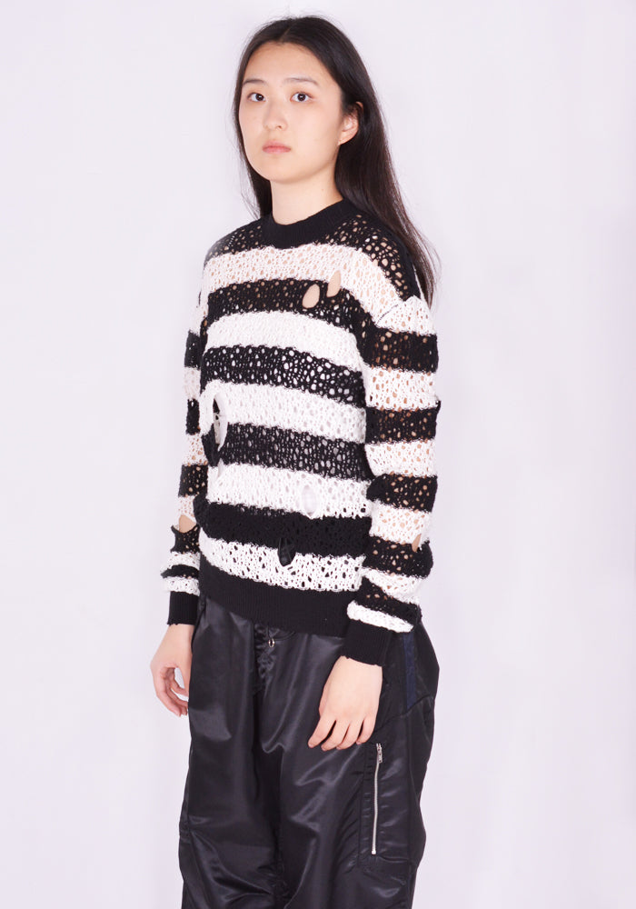 LIBERAL YOUTH MINISTRY STRIPES KNIT SWEATER KNIT BLACK/WHITE SS24 | DOSHABURI Online Shop