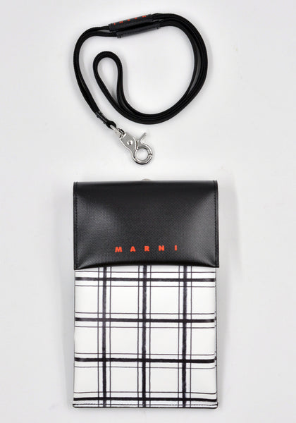 MARNI EMI0004A6 PHONE CASE WHITE/BLACK CHECK FW23 | DOSHABURI Online Shop