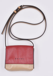 MARNI SBMQ0082U0 MINI MESSENGER BAG RED/BEIGE FW23 | DOSHABURI Online Shop