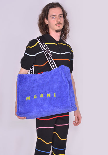 MARNI SHMQ0053Q0 TERRY CLOTH SHOPPING TOTE BAG BLUE SS23 | DOSHABURI Online Shop