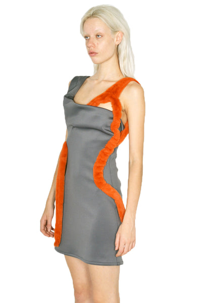 OTTOLINGER 405401 KNITTED SOFTSHELL DRESS GREY/ORANGE FW23 | DOSHABURI Online Shop