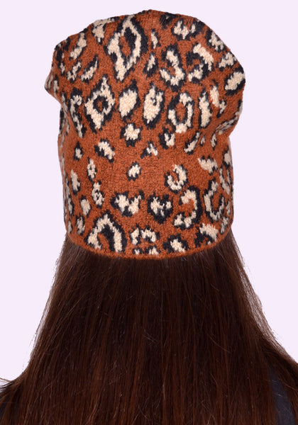 OTTOLINGER LEOPARD KNIT BEANIE BROWN FW24 | DOSHABURI Online Shop