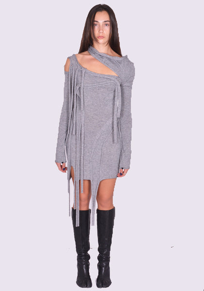 OTTOLINGER STRAPPY KNIT MINI DRESS GREY FW24 | DOSHABURI Online Shop