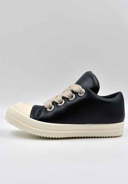 RICK OWENS MEN RU02C7893 LLPW2 JUMBO LACE PADDED LOW SNEAKS 911 BLACK/MILK