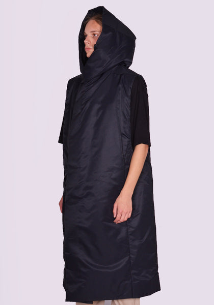 RICK OWENS MEN HOODED LINER COAT BLACK FW23 | DOSHABURI Online Shop