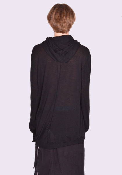 RICK OWENS MEN OVERSIZED HOODED KNIT SWEATER BLACK FW24 | DOSHABURI Shop