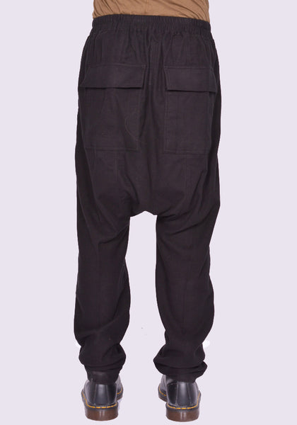 RICK OWENS MEN RU02D6380 FL DRAWSTRING PANTS BLACK FW24 | DOSHABURI Online Shop