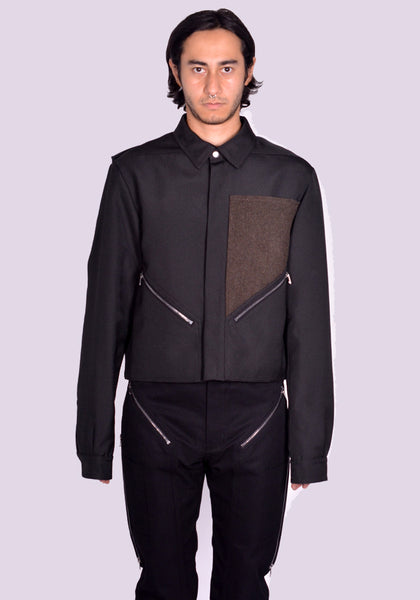 RICK OWENS MEN RR02D6743 090409 TOUR ALICE JACKET BLACK/BROWN (New Season FW24)