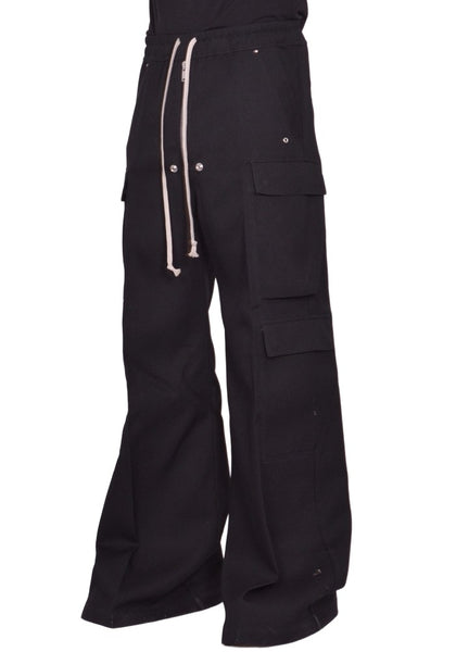 RICK OWENS MEN RR02E1339 WD CARGO BELAS PANTS BLACK