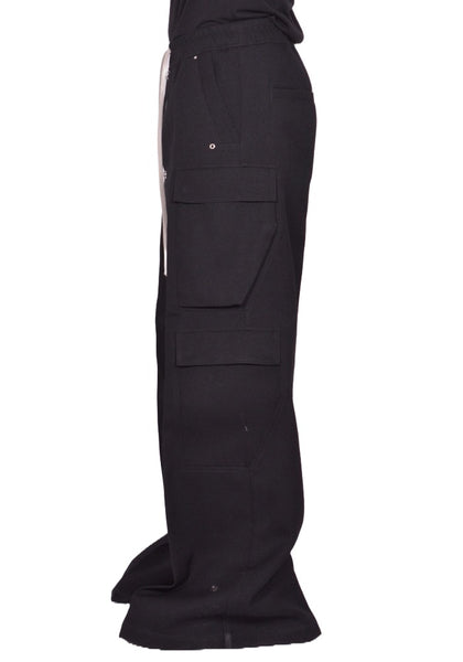 RICK OWENS MEN RR02E1339 WD CARGO BELAS PANTS BLACK
