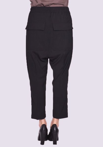 RICK OWENS WOMEN RP01C5303 WL 09 DRAWSTRING ASTAIRES PANTS BLACK SS23 | DOSHABURI Online Shop