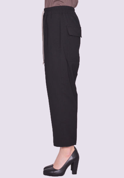 RICK OWENS WOMEN RP01C5303 WL 09 DRAWSTRING ASTAIRES PANTS BLACK SS23 | DOSHABURI Online Shop