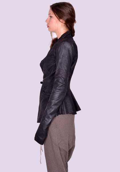 RICK OWENS HOLLYWOOD LEATHER JACKET BLACK | DOSHABURI Online Shop