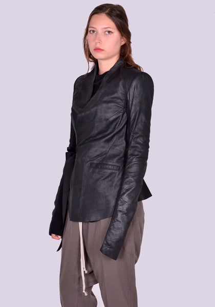 RICK OWENS HOLLYWOOD LEATHER JACKET BLACK | DOSHABURI Online Shop