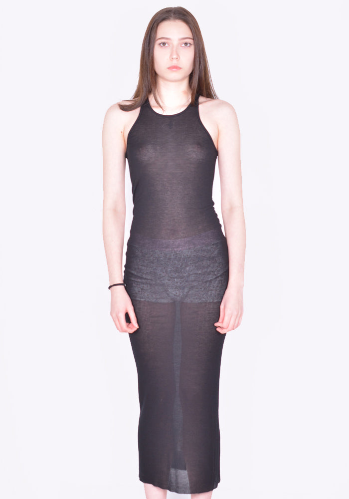 RICK OWENS WOMEN RP01D2549 RC TANK DRESS BLACK SS24 | DOSHABURI Online Shop