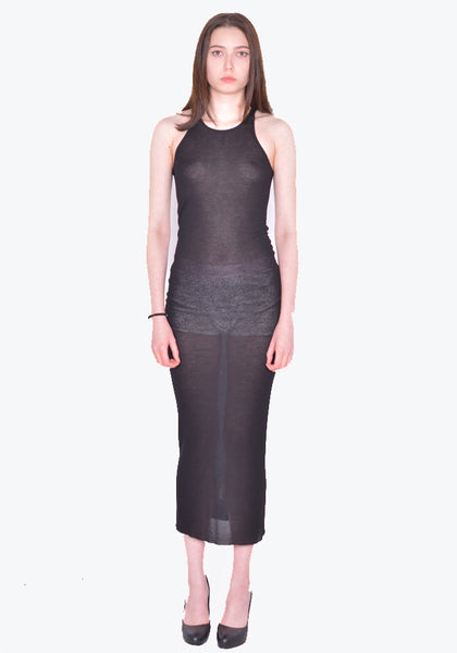 RICK OWENS WOMEN RP01D2549 RC TANK DRESS BLACK SS24 | DOSHABURI Online Shop