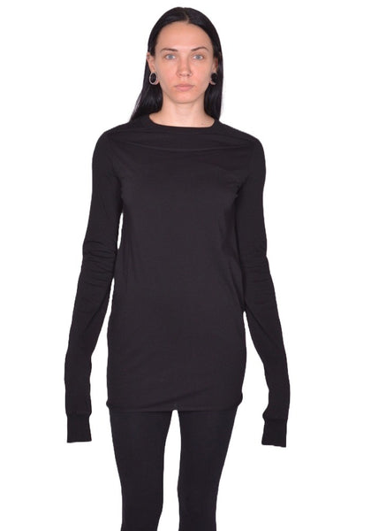 RICK OWENS WOMEN RP02E4262 JA 09 SLASHED LONG SLEEVE LEVEL T-SHIRT BLACK (New Season FW25)