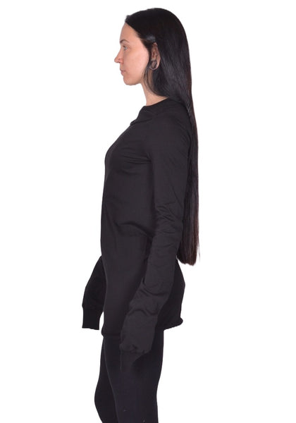 RICK OWENS WOMEN RP02E4262 JA 09 SLASHED LONG SLEEVE LEVEL T-SHIRT BLACK (New Season FW25)