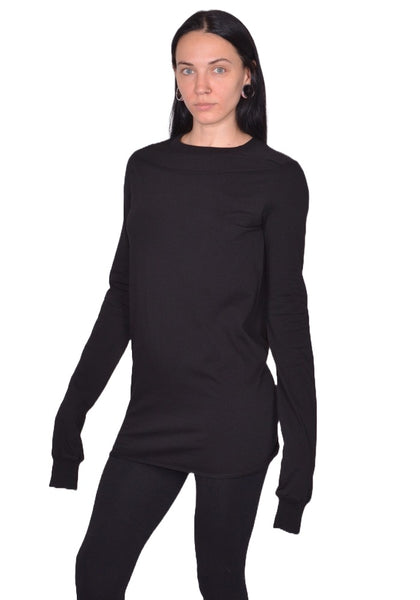 RICK OWENS WOMEN RP02E4262 JA 09 SLASHED LONG SLEEVE LEVEL T-SHIRT BLACK (New Season FW25)