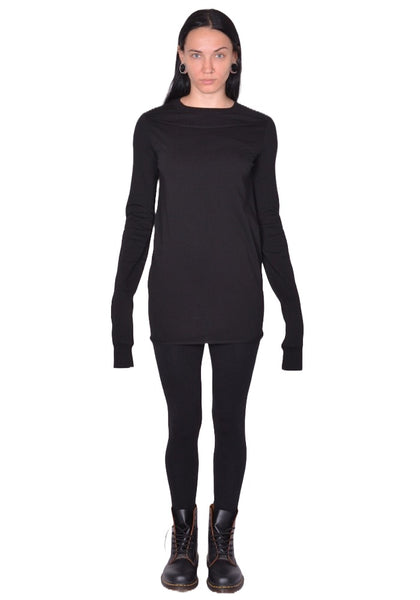 RICK OWENS WOMEN RP02E4262 JA 09 SLASHED LONG SLEEVE LEVEL T-SHIRT BLACK (New Season FW25)