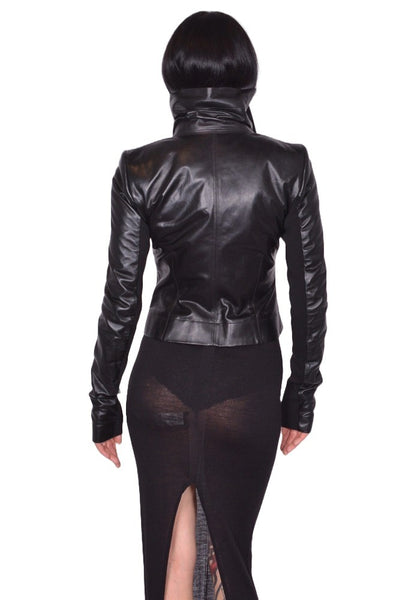 RICK OWENS WOMEN CLASSIC LEATHER JACKET BLACK FW25 | DOSHABURI Shop