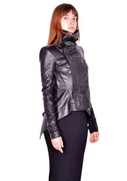 RICK OWENS WOMEN RP02F5743 LBY 09 NASKA BIKER JACKET BLACK (New Season FW26)