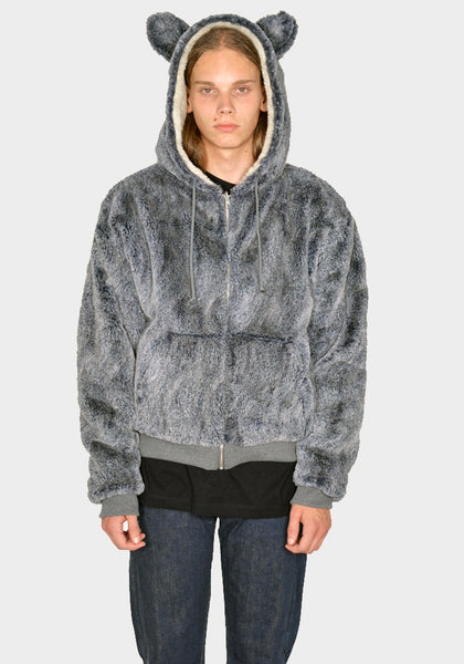 SKY HIGH FARM SHF04T026-1 UNISEX REVERSIBLE WOLF AND SHEEP HOODIE GREY FW23 | DOSHABURI Online Shop