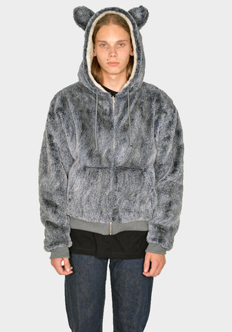 SKY HIGH FARM SHF04T026-1 UNISEX REVERSIBLE WOLF AND SHEEP HOODIE GREY FW23 | DOSHABURI Online Shop