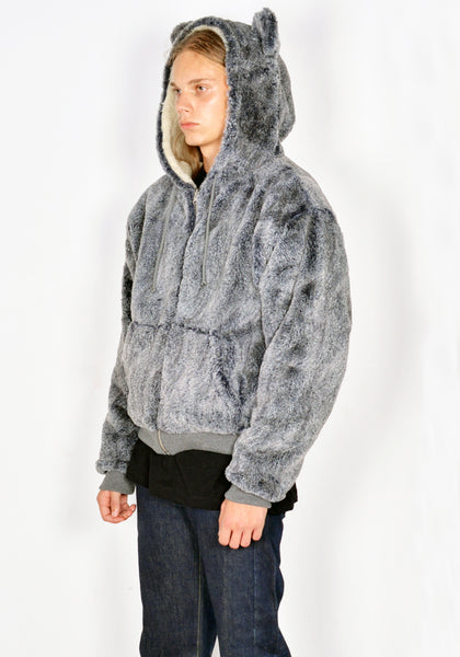 SKY HIGH FARM SHF04T026-1 UNISEX REVERSIBLE WOLF AND SHEEP HOODIE GREY FW23 | DOSHABURI Online Shop