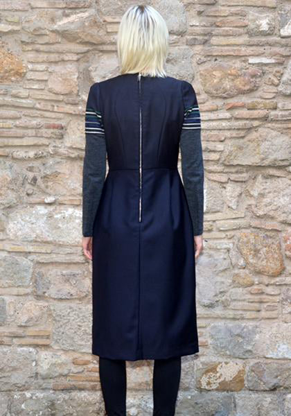 UJOH LONG SLEEVE BELTED DRESS NAVY | 50%OFF-Sale | Doshaburi Online Shop