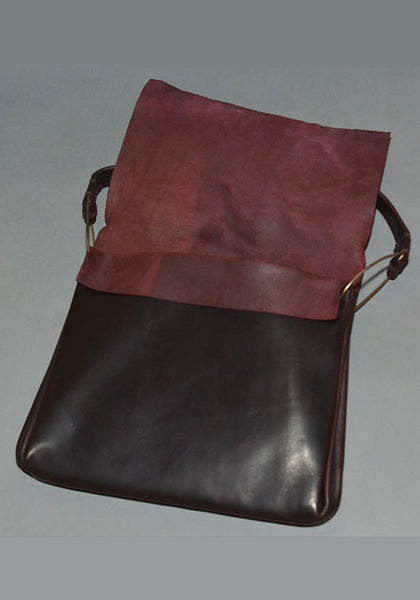 m.a+ by Maurizio Amadei ACCORDION LEATHER HAND BAG AUBERGIN-DOSHABURI