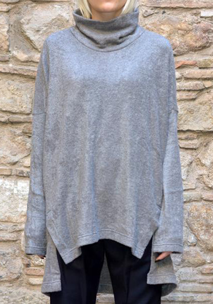 UJOH TURTLE NECK KNIT TUNIC SWEATER GREY | 50%OFF SALE | Doshaburi Online Outlet