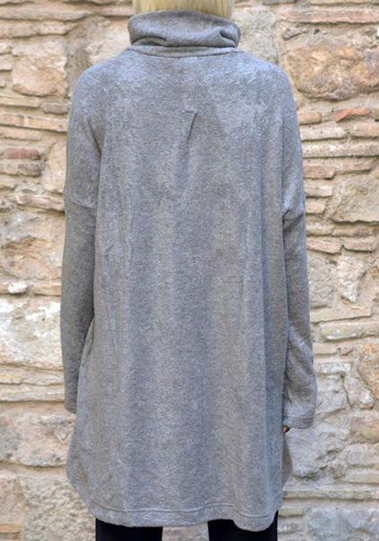 UJOH TURTLE NECK KNIT TUNIC SWEATER GREY | 50%OFF SALE | Doshaburi Online Outlet