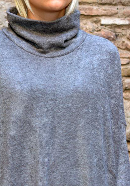 UJOH TURTLE NECK KNIT TUNIC SWEATER GREY | 50%OFF SALE | Doshaburi Online Outlet