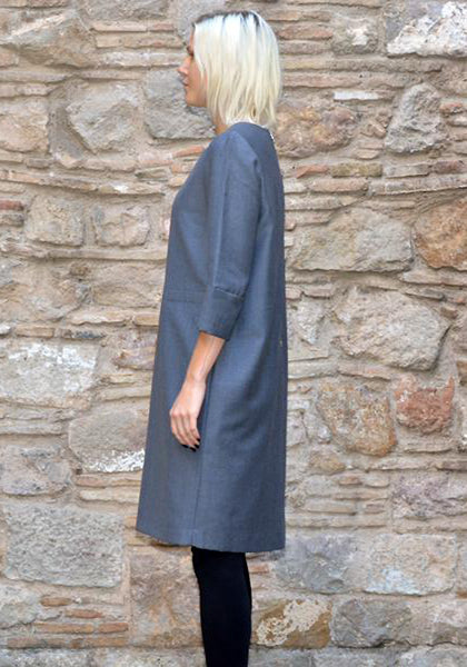 UJOH SLIT DRESS GREY/NAVY | 50%OFF SALE | Doshaburi Online Shop