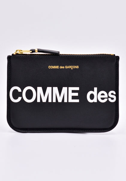 COMME DES GARCONS SA8100HL HUGE LOGO TOP ZIP WALLET BLACK