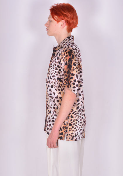 ENDLESS JOY SHORT SLEEVE SILK SHIRT LEOPARD FW21 | DOSHABURI Shop