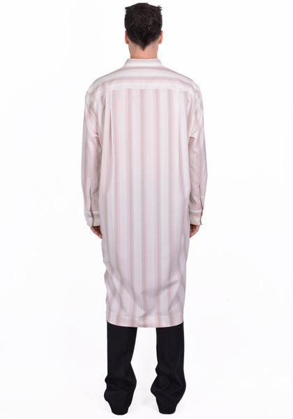 OVERCOAT S20T01L-NKWGS DROPPED SHOULDER LONG SHIRT BEIGE STRIPE - DOSHABURI Shop