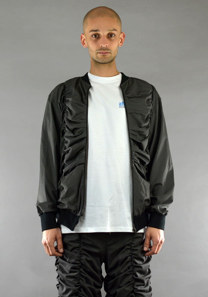 AFTER HOMEWORK UNISEX LIGHTER GATHERED BOMBER JACKET DARK GREY - DOSHABURI Shop