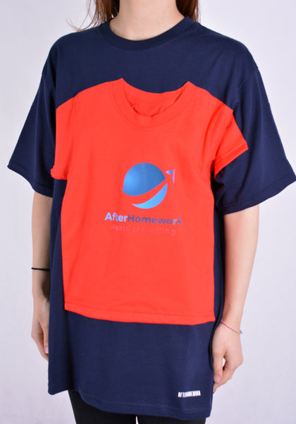 AFTER HOMEWORK LIVA2 DOUBLE T-SHIRT BLUE/RED - DOSHABURI Shop