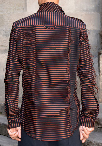 DAMIR DOMA MENS TIJS STRIPE SHIRT COAL/CADMIUM 2017FW-50%OFF Sale