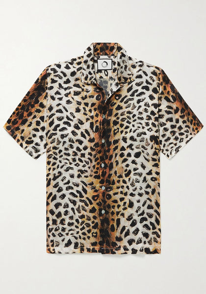 ENDLESS JOY SHORT SLEEVE SILK SHIRT LEOPARD FW21 | DOSHABURI Online Shop