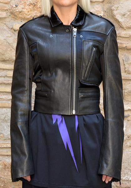 HAIDER ACKERMANN LEATHER JACKET MIZA BLACK | 50%OFF SALE | Doshaburi 