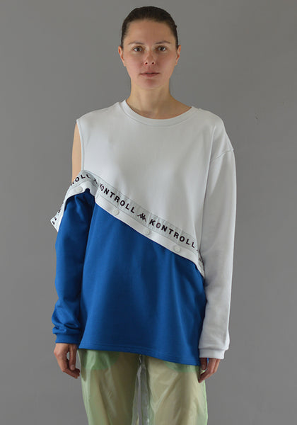 KAPPA KONTROLL 304N6I0 CREW SNAP SWEATSHIRT WHITE/BLUE - DOSHABURI Shop