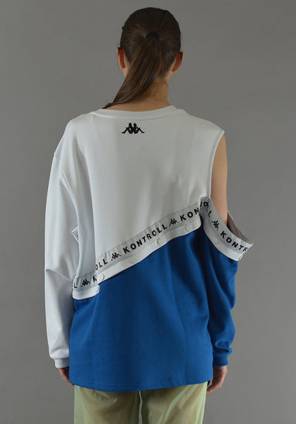 KAPPA KONTROLL 304N6I0 CREW SNAP SWEATSHIRT WHITE/BLUE - DOSHABURI Shop