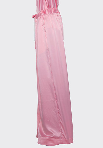 LU'U DAN MP022W_FS FLUID SATIN PYJAMA TROUSERS PINK FW22 | DOSHABURI Online Shop