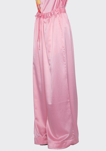 LU'U DAN MP022W_FS FLUID SATIN PYJAMA TROUSERS PINK FW22 | DOSHABURI Online Shop