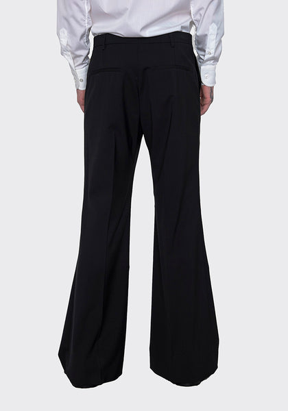 LU'U DAN MP009_LW 70'S LIGHT WOOL BELLBOTTOM TROUSERS BLACK FW22 | DOSHABURI Online Shop